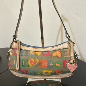Dooney & Bourke Rainbow Zipper Bag,Heart Charm. Coated Canvas & Leather